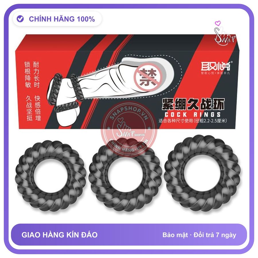 Bộ 3 Vòng Đeo Manmiao Màu Đen chính hãng - silicone y tế, chất liệu an toàn cho da, dễ vệ sinh - giao hàng che tên kín đáo