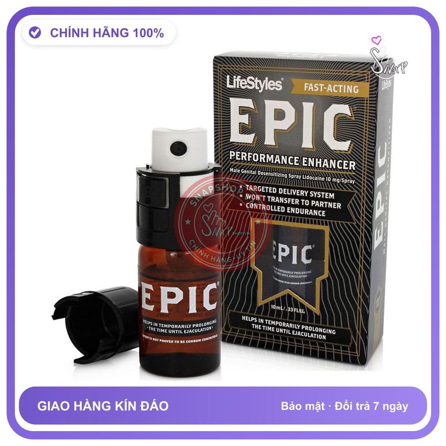 Chai Xịt Đức LifeStyles Epic Spray Kéo Dài Thời Gian - 10ml chính hãng - thấm nhanh không nhờn rít, dùng trước khi quan hệ, nhỏ gọn dễ mang theo - giao hàng che tên kín đáo