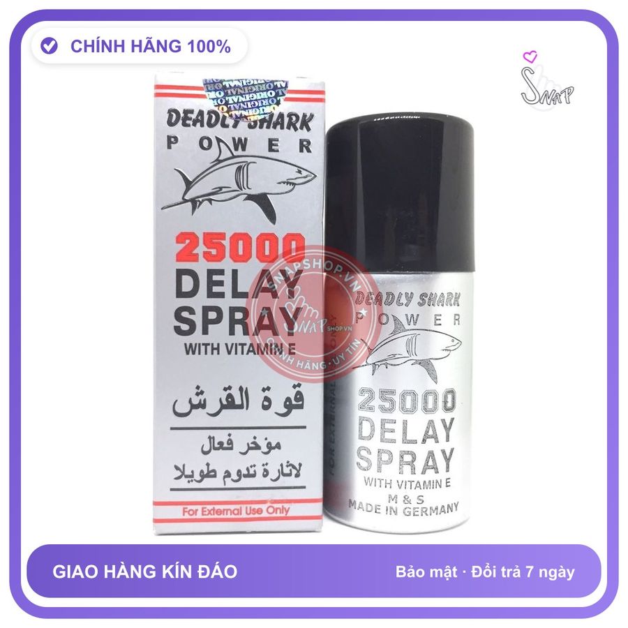Chai Xịt Đức Deadly Shark 25000 – Kéo Dài 40ml chính hãng - kéo dài thời gian, 45ml, thấm nhanh không nhờn rít - giao hàng che tên kín đáo