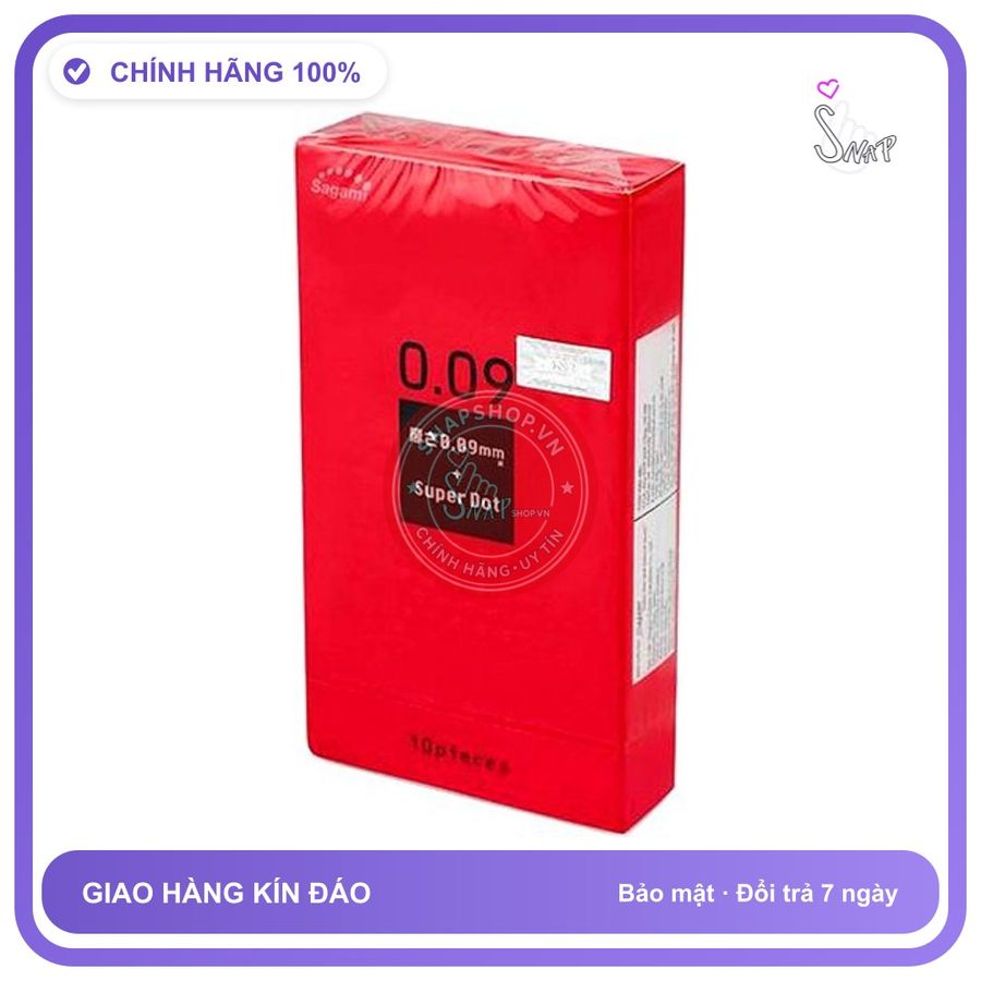 Bao Cao Su Sagami Super Dot 0.09 Hộp 10 Chiếc, Siêu Gai chính hãng - có gai nổi, hộp 10 cái, ôm sát cảm giác thật - giao hàng che tên kín đáo