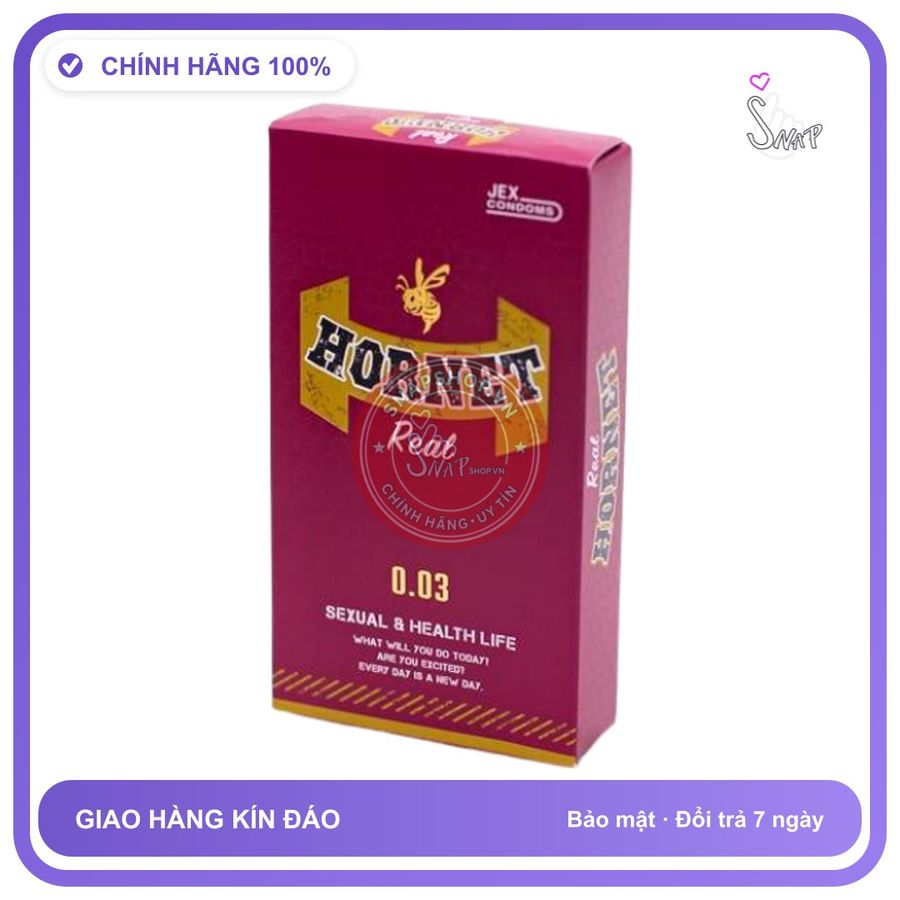Bao Cao Su Jex Hornet Real 0.0.3 Siêu Mỏng chính hãng - siêu mỏng 0.03mm, hộp 8 cái, có hương thơm - giao hàng che tên kín đáo