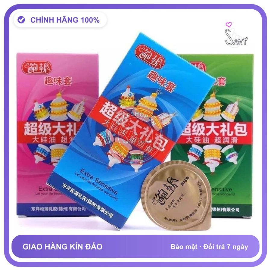 Bao Cao Su Gân Siêu Gai Runbo 6s chính hãng - có gai nổi, ôm sát cảm giác thật, chất liệu latex an toàn - giao hàng che tên kín đáo