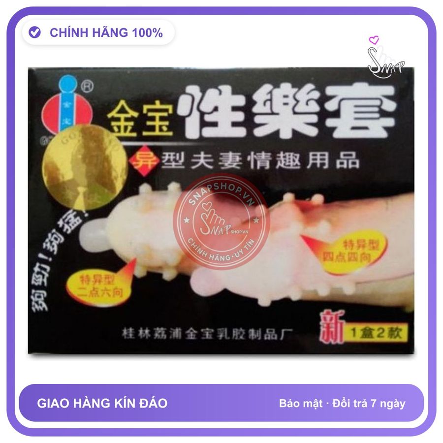 Bao Cao Su Gold 16 Bi Hộp 2 Cái chính hãng - có gai nổi, ôm sát cảm giác thật, chất liệu latex an toàn - giao hàng che tên kín đáo