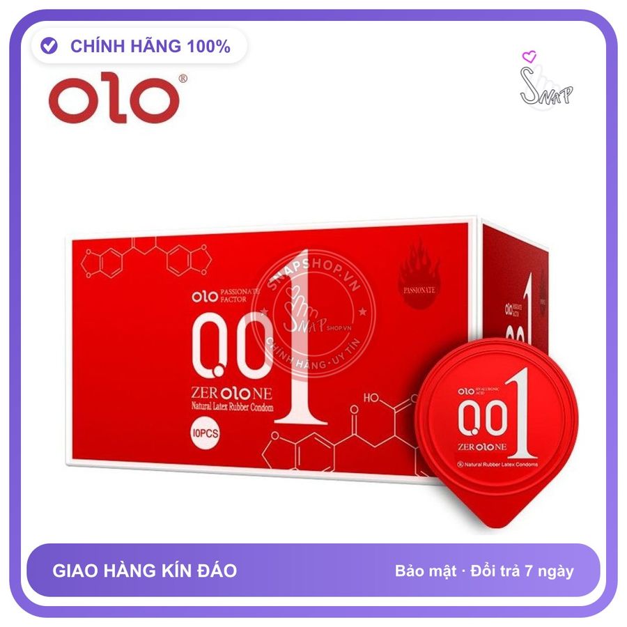 Bao Cao Su 0.01 Olo Đỏ Siêu Mỏng, Siêu chính hãng - siêu mỏng 0.01mm, hộp 10 cái, ôm sát cảm giác thật - giao hàng che tên kín đáo