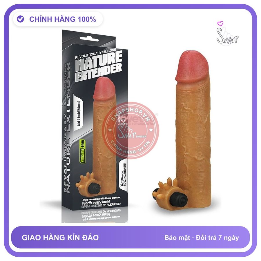 Bao Cao Su Đôn Dên Rung Lovetoy Nature Extender chính hãng - có gai nổi, ôm sát cảm giác thật, chất liệu latex an toàn - giao hàng che tên kín đáo