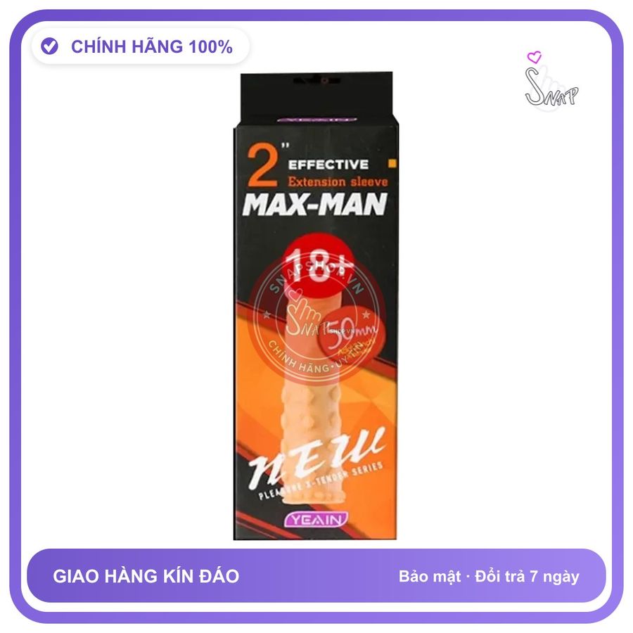 Bao Cao Su Đôn Dên Maxman Silicon Gai YY914 Tăng Thêm 5cm chính hãng - có gai nổi, hỗ trợ kéo dài, ôm sát cảm giác thật - giao hàng che tên kín đáo