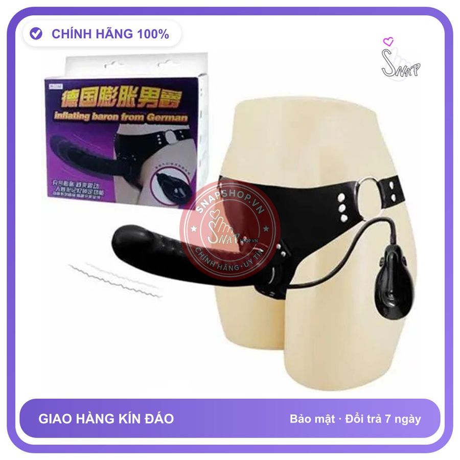 Dương Vật Giả Dây Đeo Bơm Hơi Tự Động Màu Đen chính hãng - điều khiển từ xa, silicone y tế, chất liệu an toàn cho da - giao hàng che tên kín đáo