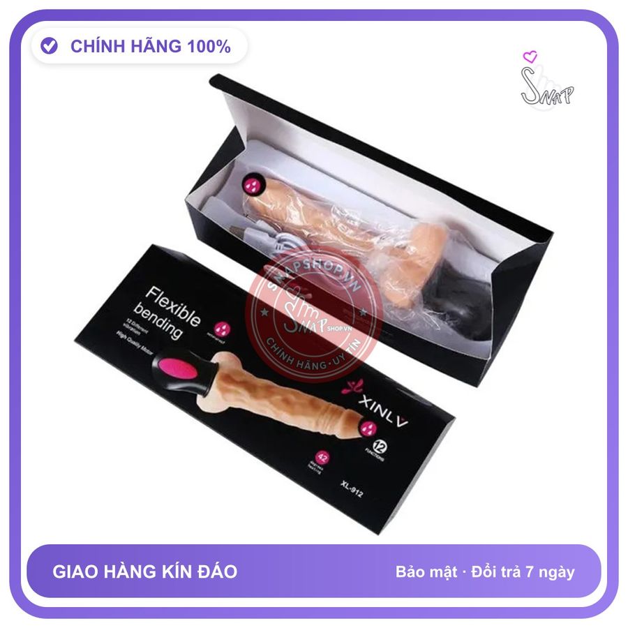 Dương Vật Giả Tỏa Nhiệt Dilbo Flexible Bending XINLV chính hãng - 12 chế độ rung, sạc USB, silicone mềm mại - giao hàng che tên kín đáo