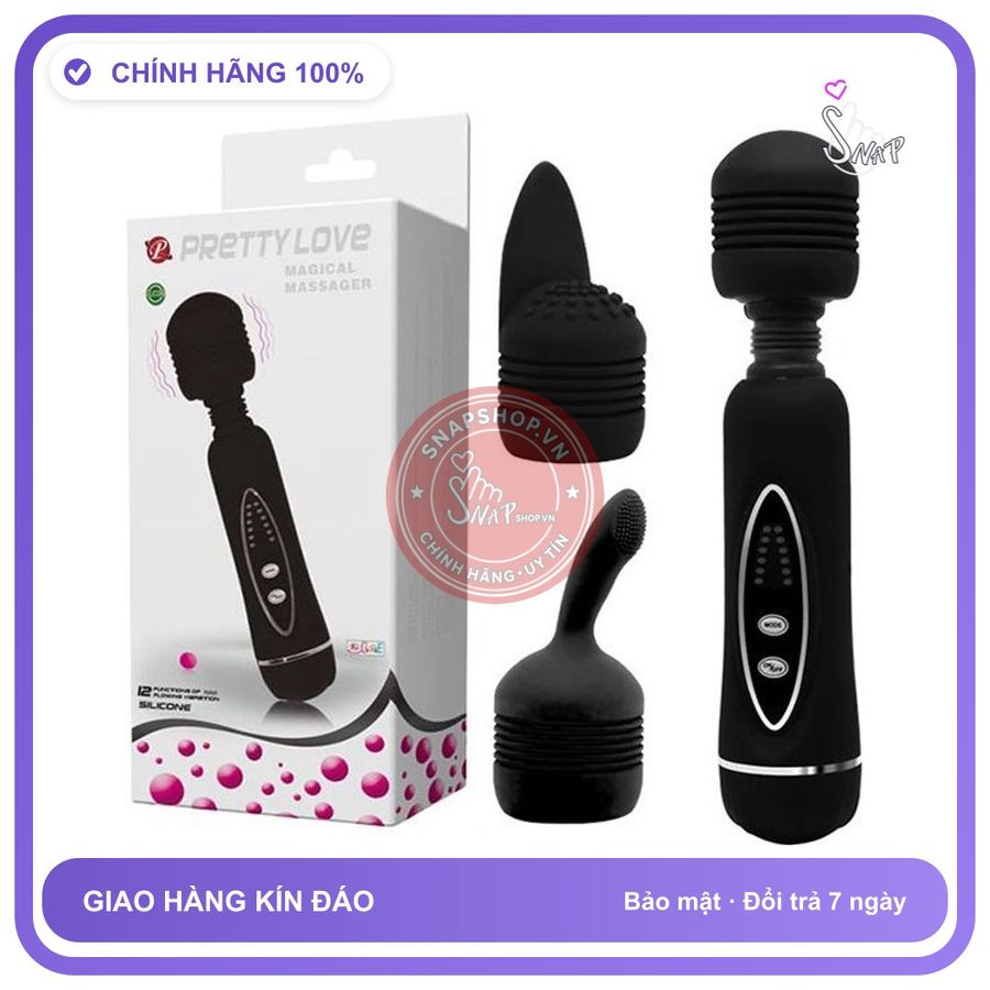 Máy Massage Đa Năng 3 Đầu Thay Thế, 20 Chế Độ Rung chính hãng - sạc USB, xoay 360 độ, chống nước - giao hàng che tên kín đáo