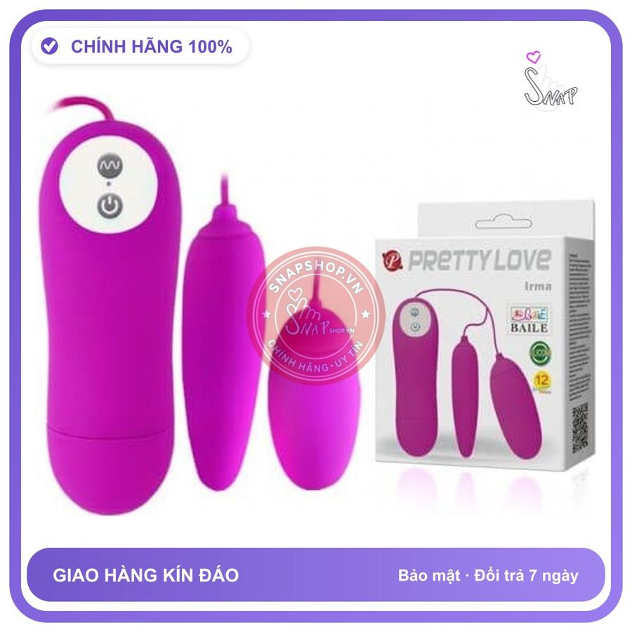 Trứng Rung Mini Cao Cấp 2 Đầu Pretty Love chính hãng - 12 chế độ rung, điều khiển từ xa, rung êm không tiếng động - giao hàng che tên kín đáo