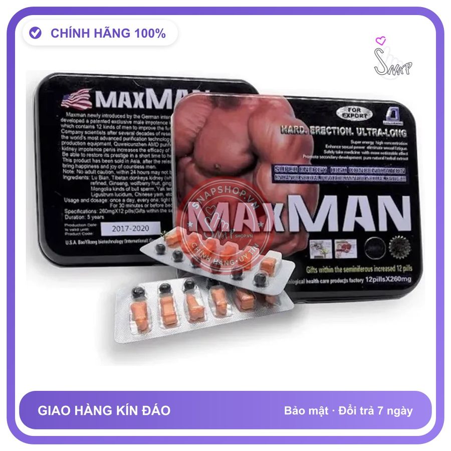 MaxMan USA 2600mg 24 Viên Chính Hãng - chất liệu an toàn cho da, dễ vệ sinh, êm ái khi dùng - giao hàng che tên kín đáo