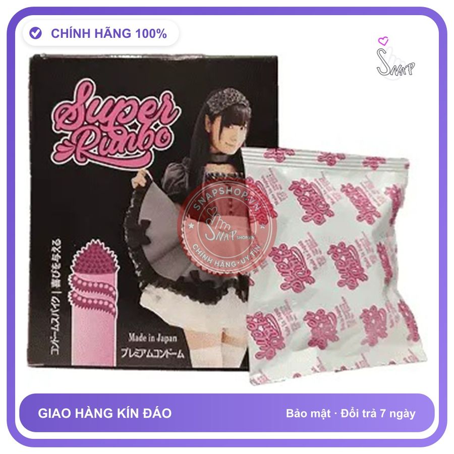 Bao Cao Su Đầu Gai Chôm Chôm Super Runbo 2s chính hãng - có gai nổi, ôm sát cảm giác thật, chất liệu latex an toàn - giao hàng che tên kín đáo