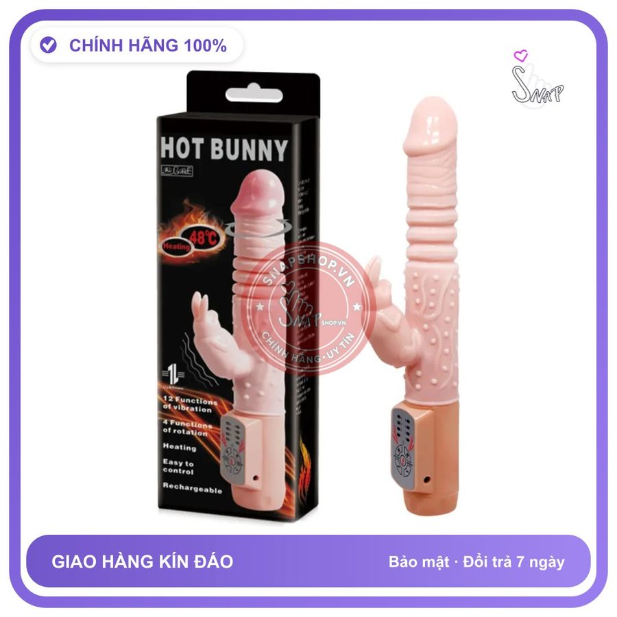 Dương Vật Giả Bunny rung nhấp chuyển động đẩy tới và lui 12 Chế Độ Tỏa Nhiệt 48°C chính hãng - 4 chế độ rung, sạc USB, rung nhấp chuyển động đẩy tới và lui tự động - giao hàng che tên kín đá