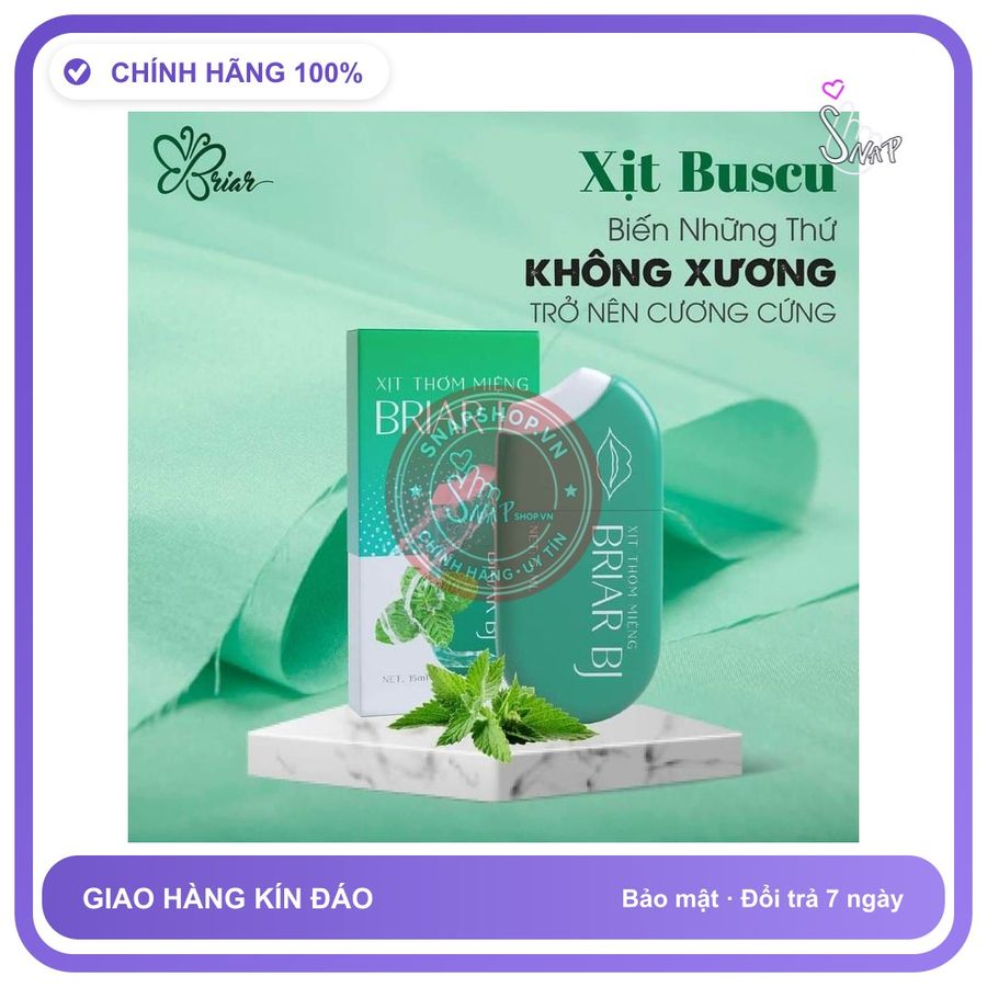 Xịt BJ Thơm Miệng Briar Giúp Khử Khuẩn Giữ Miệng Thơm Tho chính hãng - chiết xuất thảo dược, 15ml, thấm nhanh không nhờn rít - giao hàng che tên kín đáo