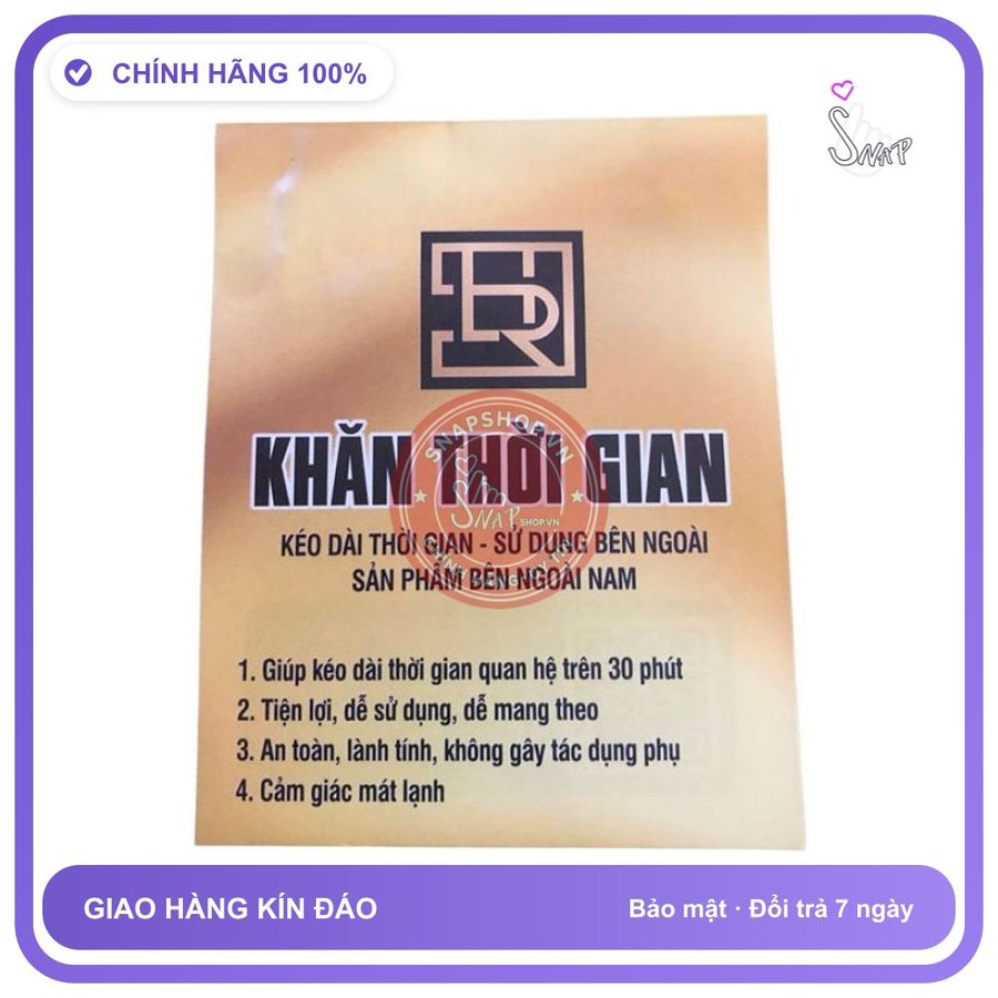 Khăn Thời Gian, Khăn Lau Kéo Dài Thời Gian chính hãng - 5ml, thấm nhanh không nhờn rít, dùng trước khi quan hệ - giao hàng che tên kín đáo