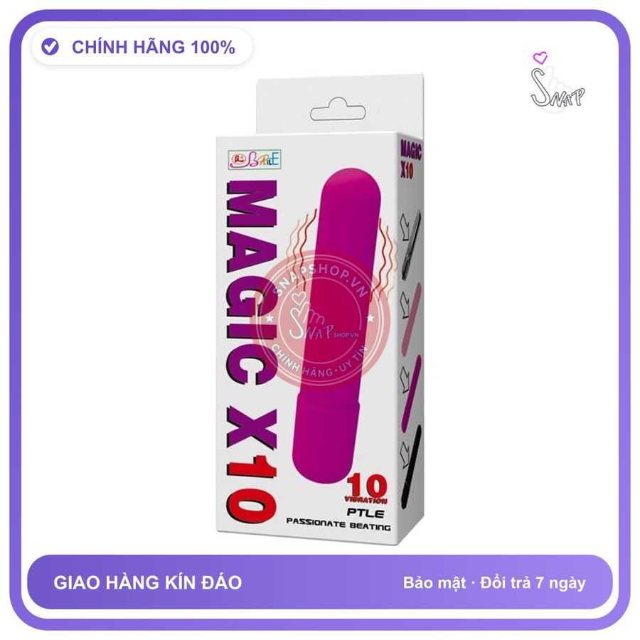Bút Rung Mini Magic X10 Nhỏ Gọn, Tiện Lợi chính hãng - 10 chế độ rung, sạc USB, chất liệu an toàn cho da - giao hàng che tên kín đáo