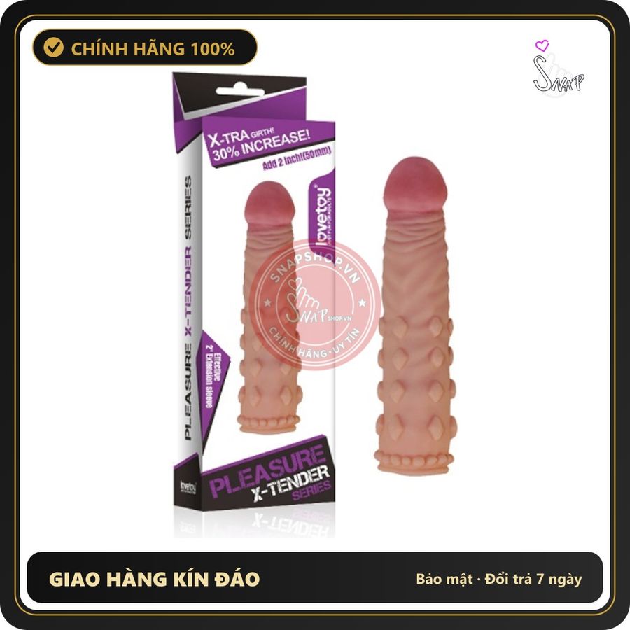 (Che Tên) Bao Cao Su Đôn Dên 5cm Cao Cấp Pleasure X-Tender Series Lovetoy (Tím MS4) 326475 Hộp Trắng Kín