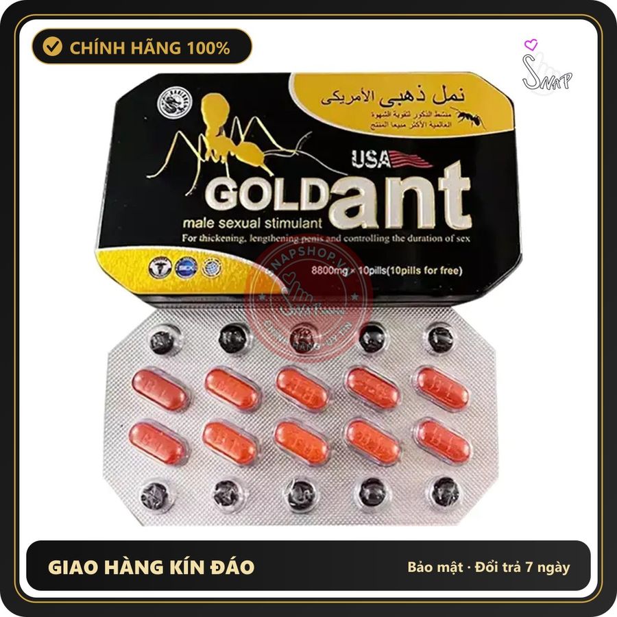 (Che Tên) Viên Uống Hỗ Trợ Sức Khỏe Gold Ant USA Hộp Trắng Kín