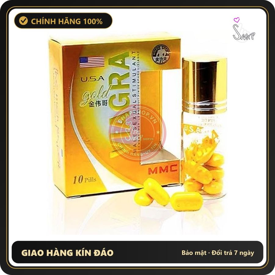 (Che Tên) Viên uống hỗ trợ nam giới V.i.a.g.r.a.a Gold USA lọ 10 viên Hộp Trắng Kín