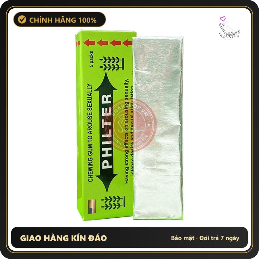 (Che Tên) Kẹo Cao Su Singum Philter - USA - Hộp 5 Tép Hỗ Trợ 24/7