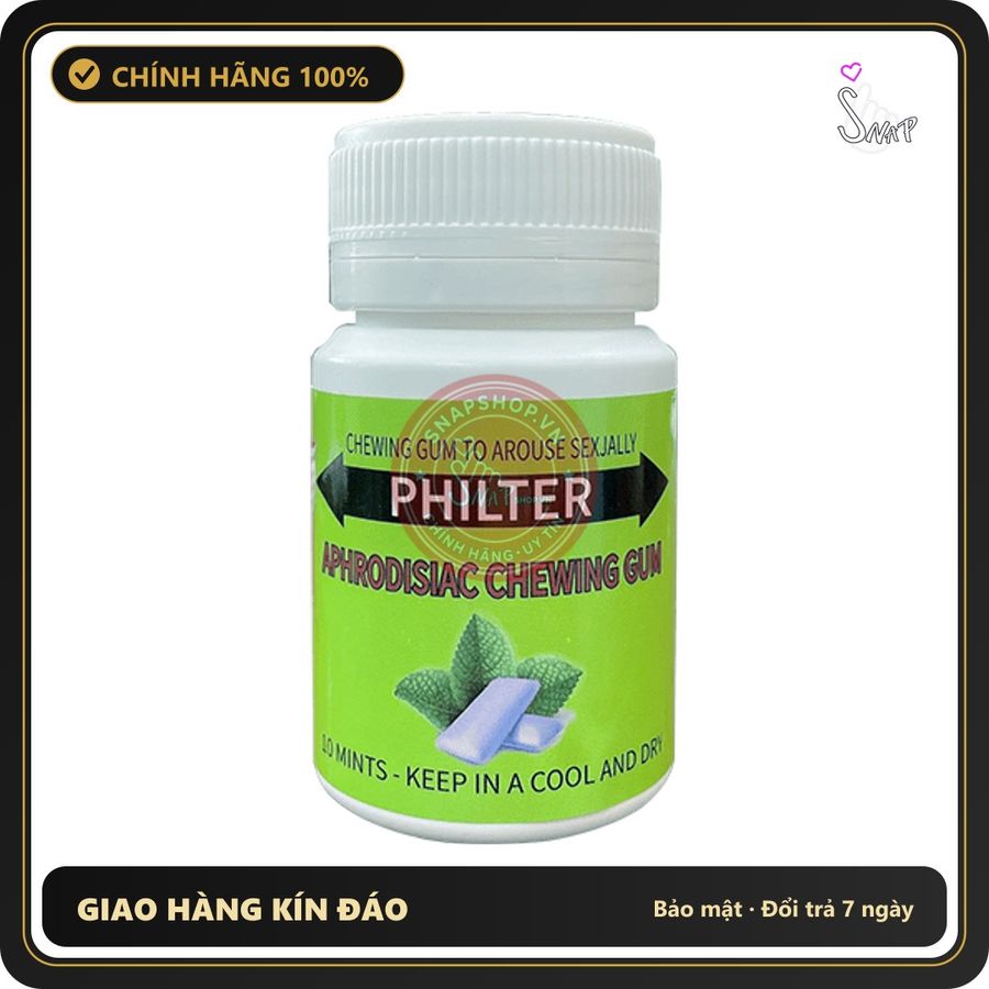 (Che Tên) Kẹo Cao Su CHEWING GUM PHILTER - Lọ 10 Viên Chuẩn Auth
