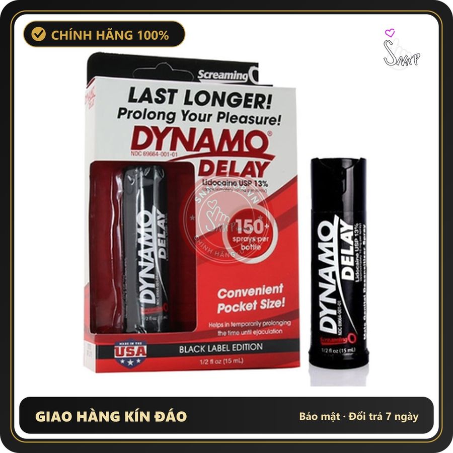 (Che Tên) Xịt USA Dynamo Delay Black Label Edition – Chai 15ml Hộp Trắng Kín