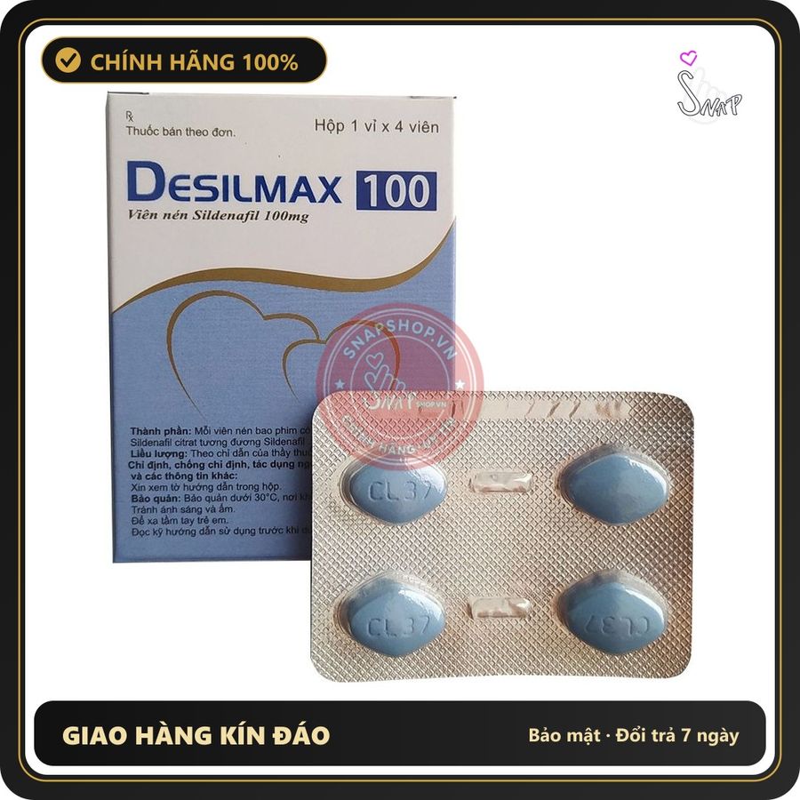 (Che Tên) Viên Uống Hỗ Trợ Phái Mạnh Desilmax 100 - Vỉ 4 Viên Hỗ Trợ 24/7