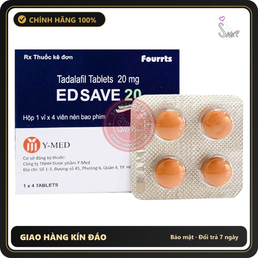 (Che Tên) Viên Uống Hỗ Trợ Phái Mạnh Edsave 20 - Vỉ 4 Viên Bảo Mật Tuyệt Đối