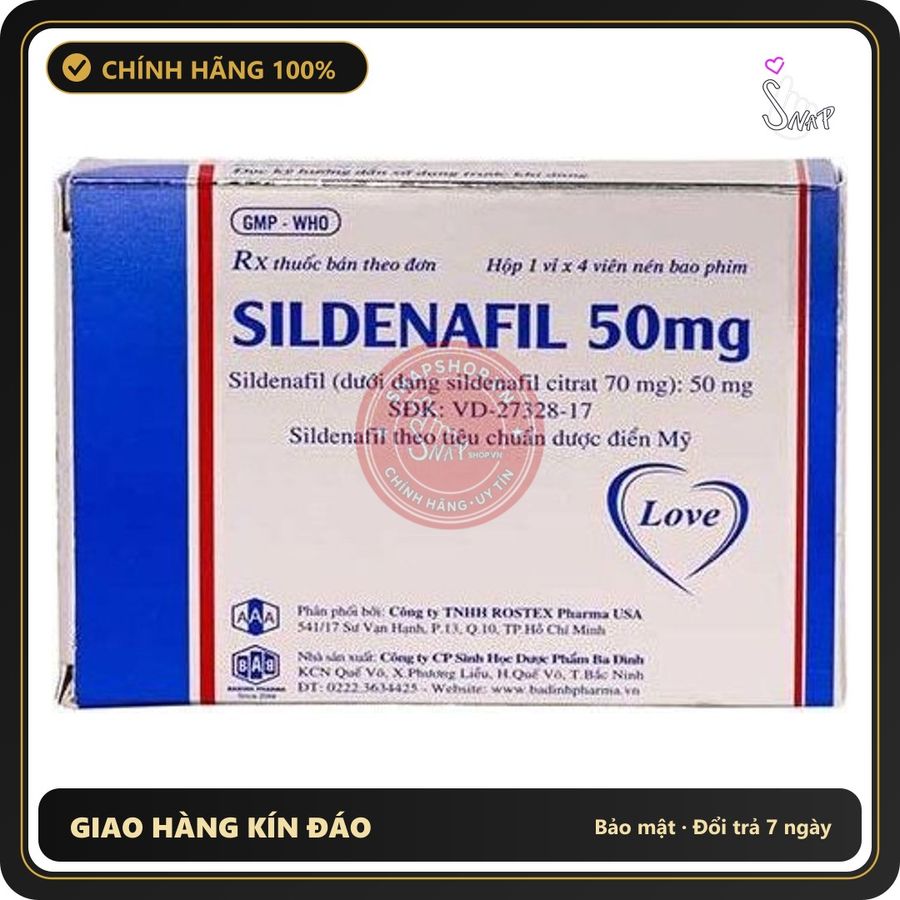 (Che Tên) Viên Uống Hỗ Trợ Phái Mạnh 50mg - Vỉ 4 Viên - Hàng Mới Về