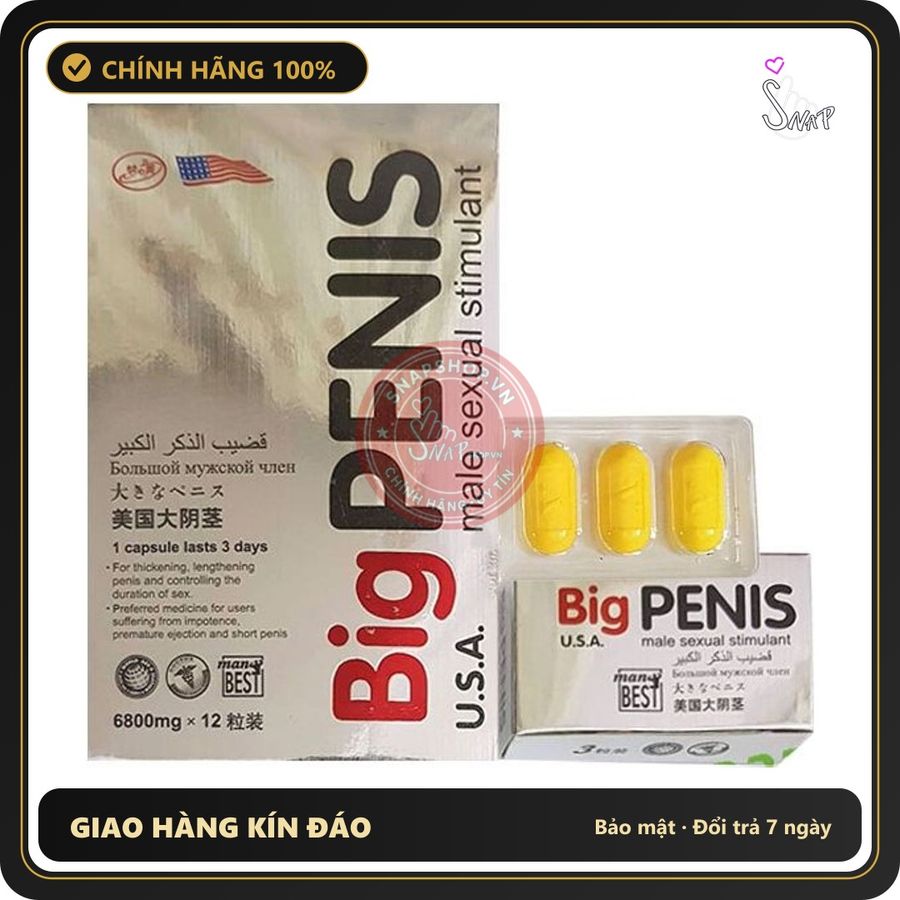 (Che Tên) Viên Uống Big Penis 6800mg - Hộp 12 Viên - Hàng Mới Về