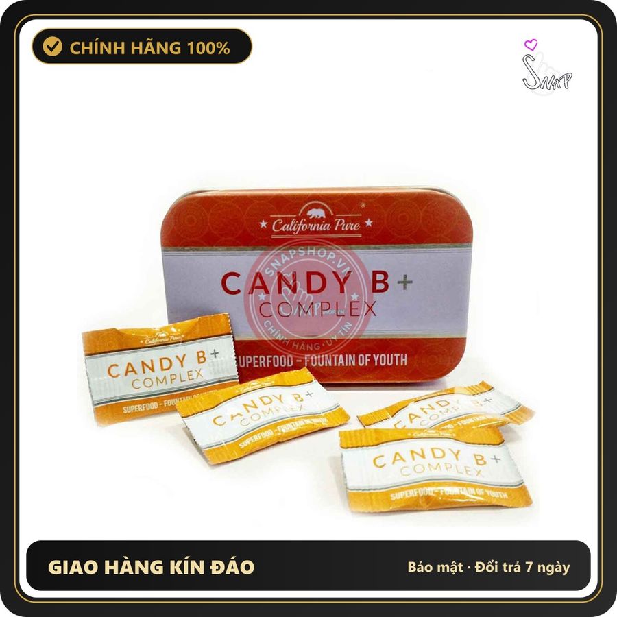 (Che Tên) Kẹo Candy B+ Complex Chính Hãng USA - Hộp 12 Viên Hộp Trắng Kín