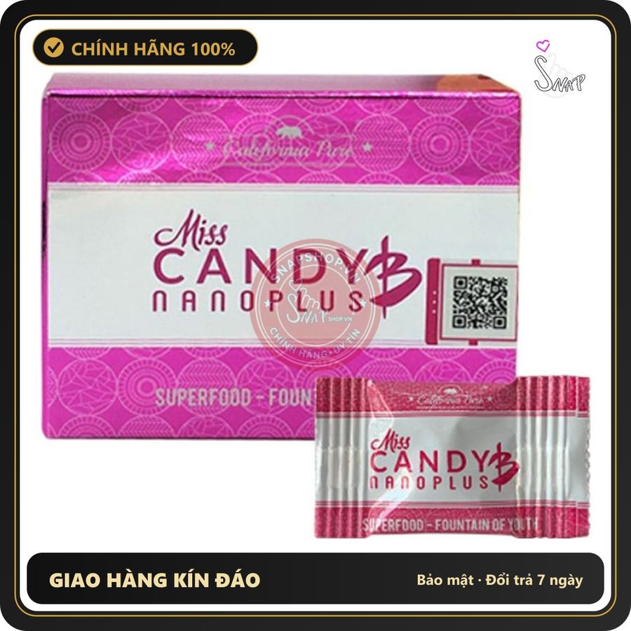 (Che Tên) Kẹo Miss Candy B Nano Plus Mỹ Chính Hãng Cho Phái Nữ - Hộp 8 Viên Chuẩn Auth