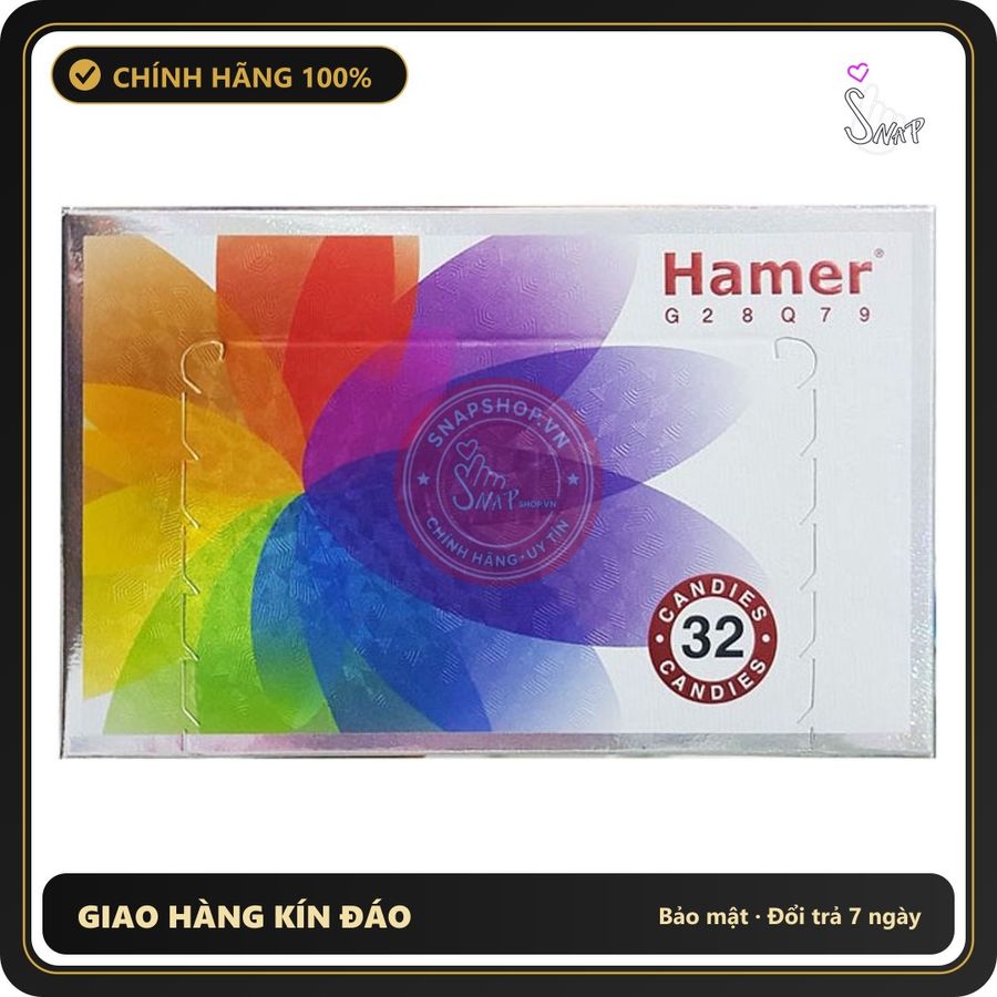(Che Tên) Kẹo Sâm Hamer G28Q79 Malaysia - Hộp 32 Viên Chuẩn Auth