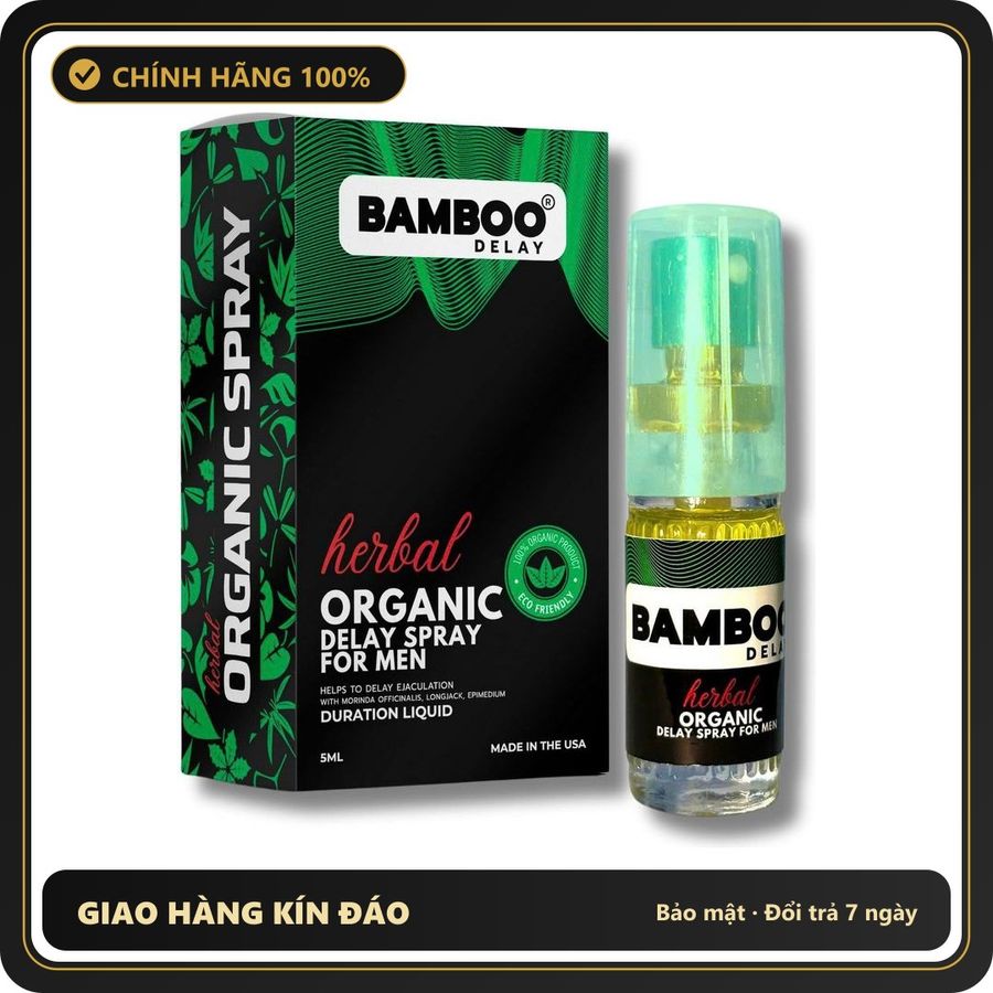 (Che Tên) Xịt Khử Mùi Thơm Cơ Thể USA Bamboo Herbal Organic Delay Spray For Men – 5ml Cao Cấp Bảo Đảm