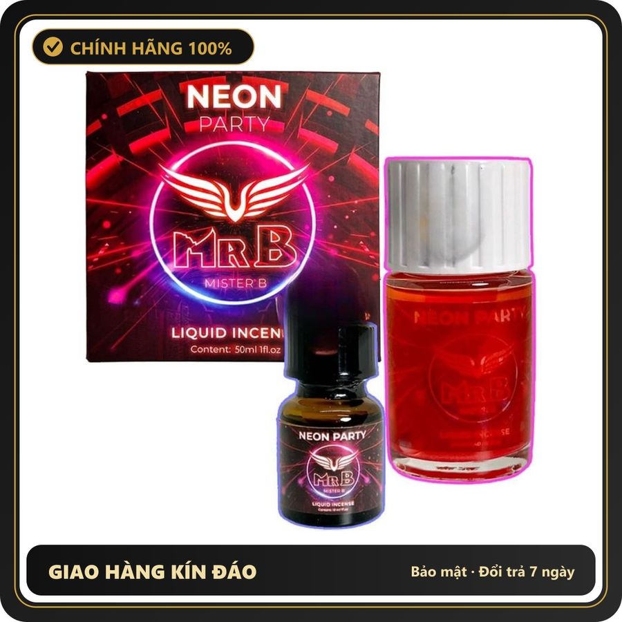 (Che Tên) Combo Popper Neon Party Đỏ Dạ Quang 50ml Chính Hãng Mỹ Chai 40ml + 10ml 399247 Giao Nhanh Toàn Quốc