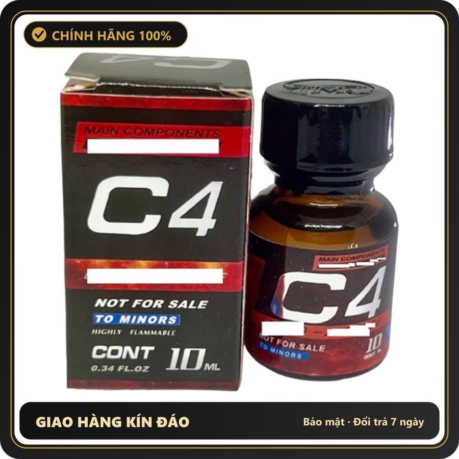 (Che Tên) Popper C4 Đỏ Chai Ngắn Có Hộp 10ml 404764 Chuẩn Auth