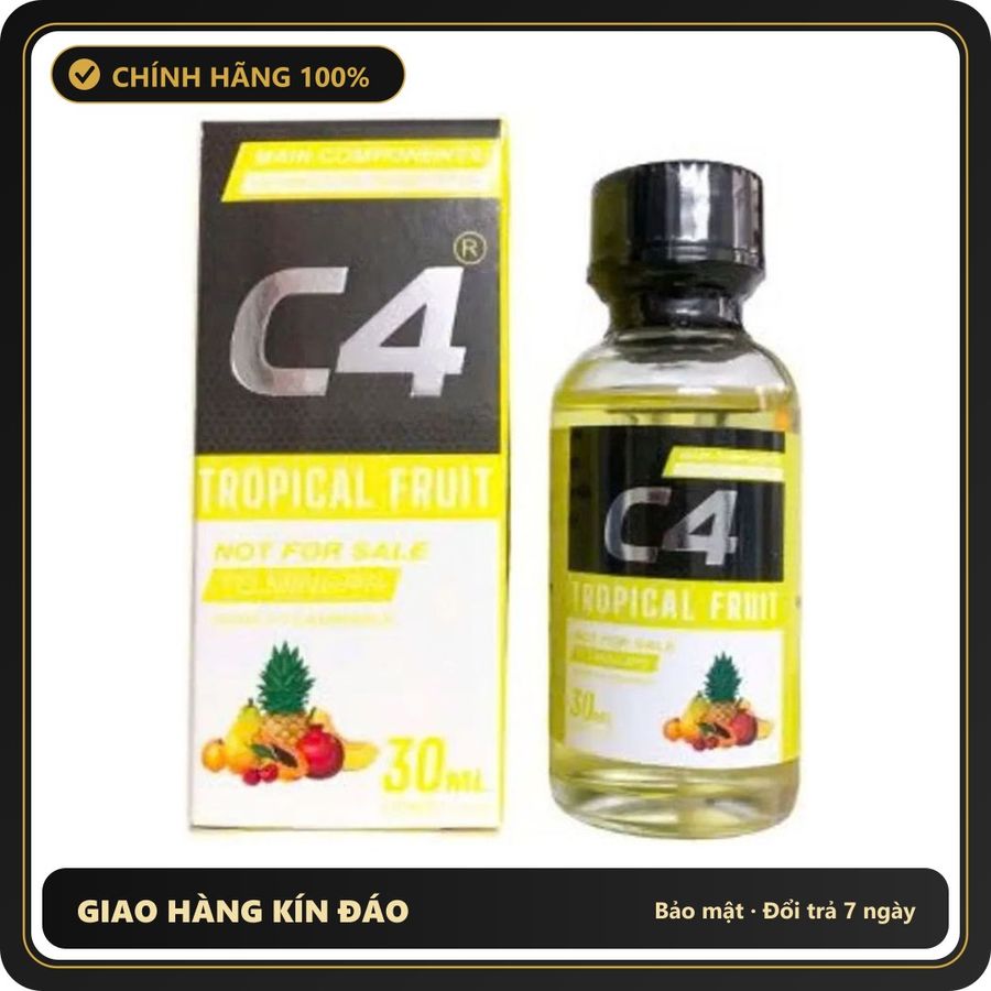 (Che Tên) Popper C4 Tropical Fruit 30ml Hương Thơm Trái Cây Chính Hãng Nhập Khẩu Mỹ Hộp Trắng Kín