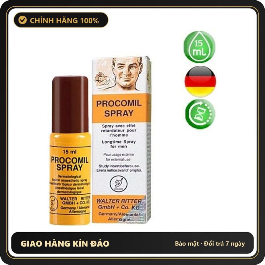 (Che Tên) Xịt Đức Procomil Spray – Kéo Dài Thời Gian – 15ml 560442 Hỗ Trợ 24/7