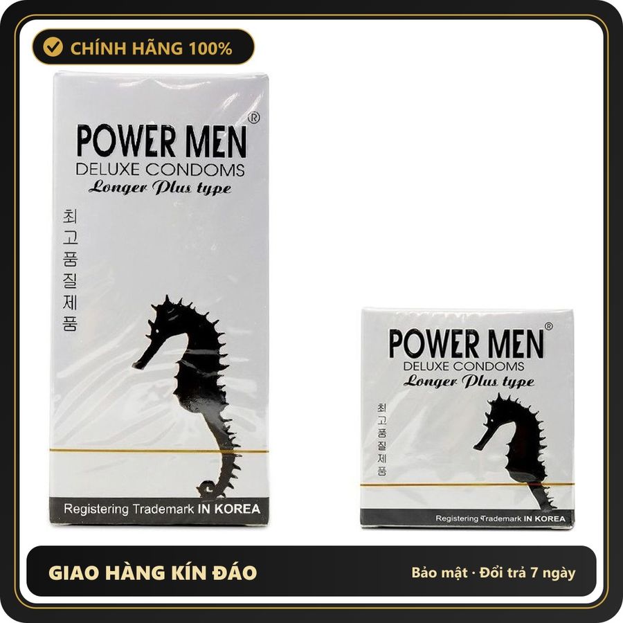 (Che Tên) Bao Cao Su Powermen Cá Ngựa Bạc Gân Gai Kéo Dài Thời Gian 564531 Giao Nhanh Toàn Quốc
