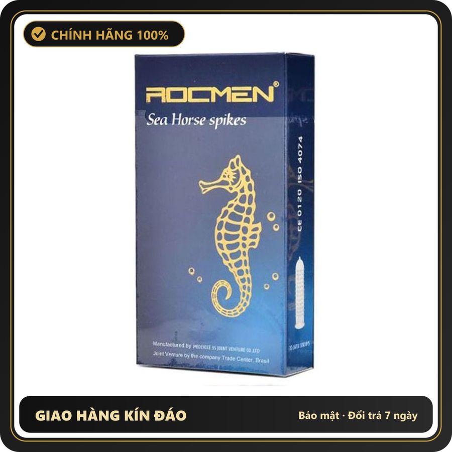 (Che Tên) Bao Cao Su Rocmen Sea Horse Spike Gân Gai – Kéo Dài Thời Gian 564639 Chuẩn Auth