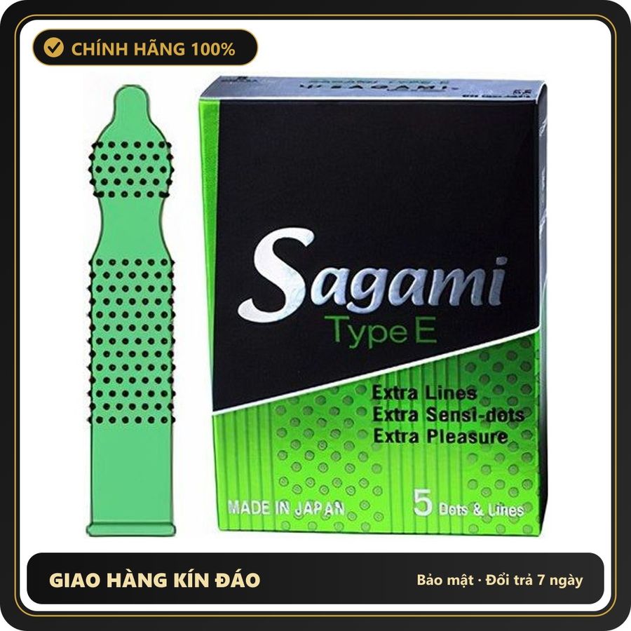(Che Tên) Bao Cao Su Sagami Type E – Hộp 5 Chiếc, Gân Gai 564754 Bảo Mật Tuyệt Đối