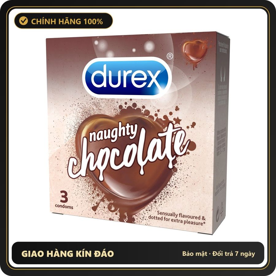 (Che Tên) Bao Cao Su Durex Naughty Chocolate Hộp 3 Cái 565139 Hỗ Trợ 24/7