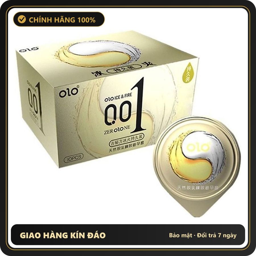 (Che Tên) Bao Cao Su OLO Siêu Mỏng 0.01mm Kéo Dài Thời Gian, Lửa Băng Màu Vàng – Hộp 10 Cái 565573 Hỗ Trợ 24/7