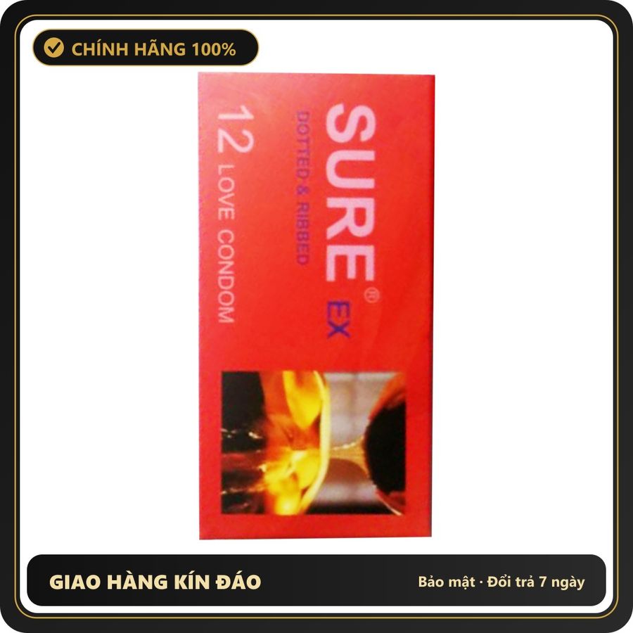 (Che Tên) Bao Cao Su Sure Đỏ – Trơn Mịn – Hộp 12 cái 565629 Giao Nhanh Toàn Quốc