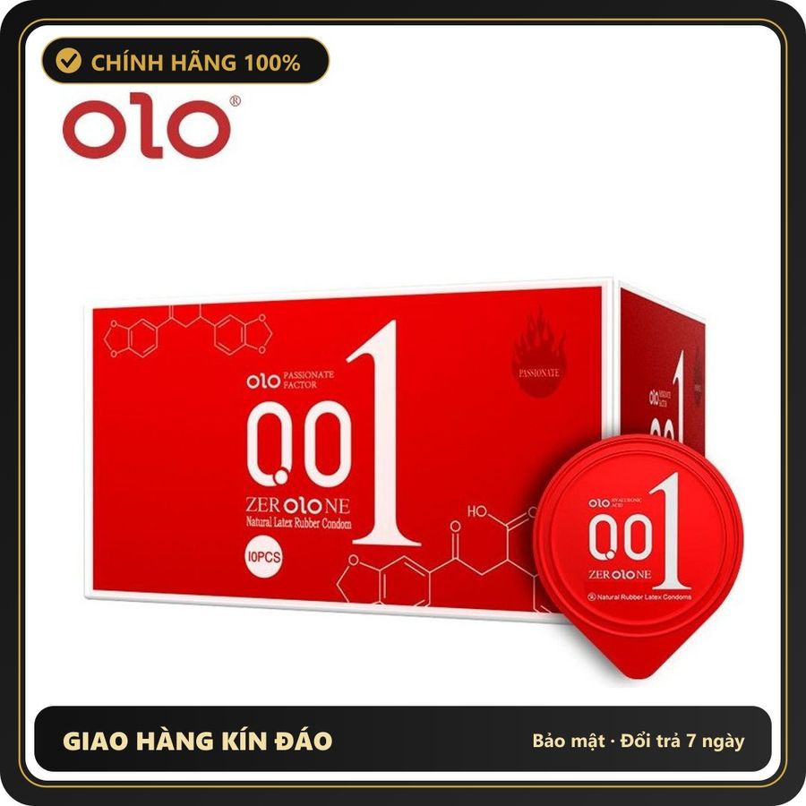 (Che Tên) Bao Cao Su 0.01 Olo Đỏ Siêu Mỏng, Siêu Truyền Nhiệt, Hộp 10 Chiếc 567837 Hộp Trắng Kín