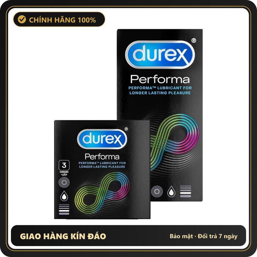 (Che Tên) Bao Cao Su Durex Performa Kéo Dài Thời Gian 567868 Hộp Trắng Kín