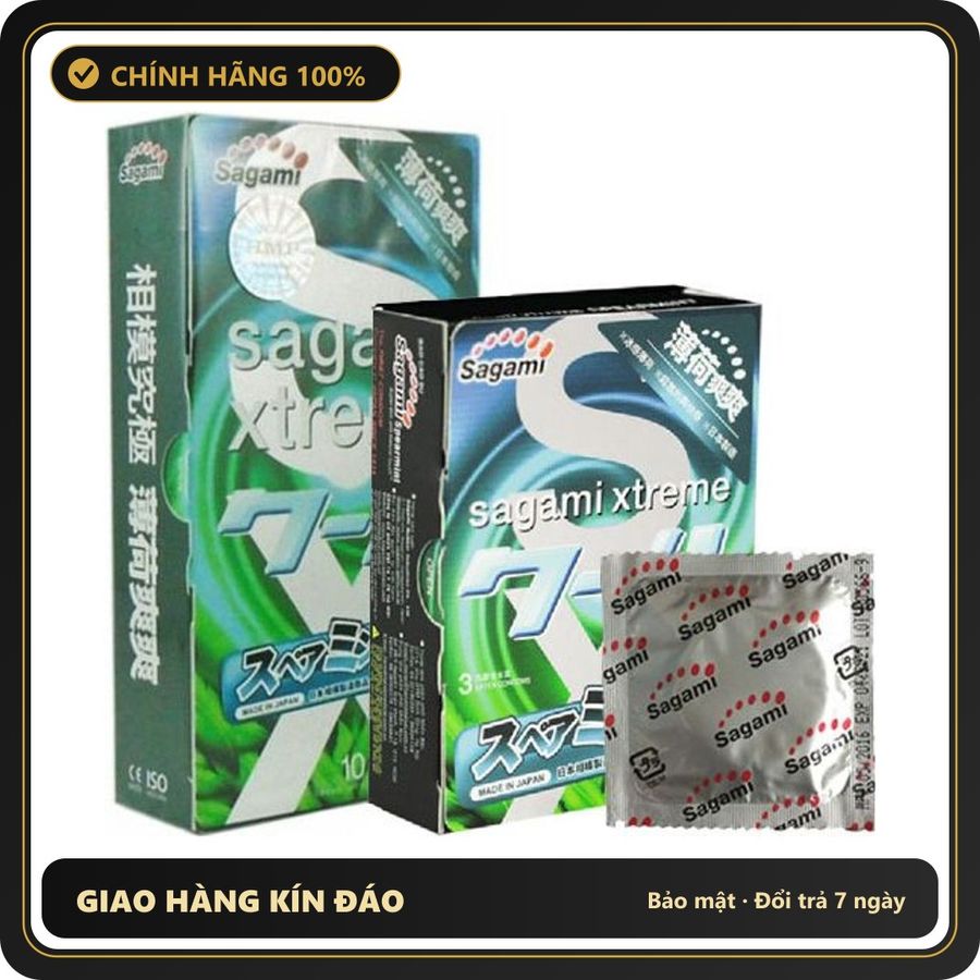 (Che Tên) Bao Cao Su Sagami Xtreme Spearmint 567916 Chuẩn Auth