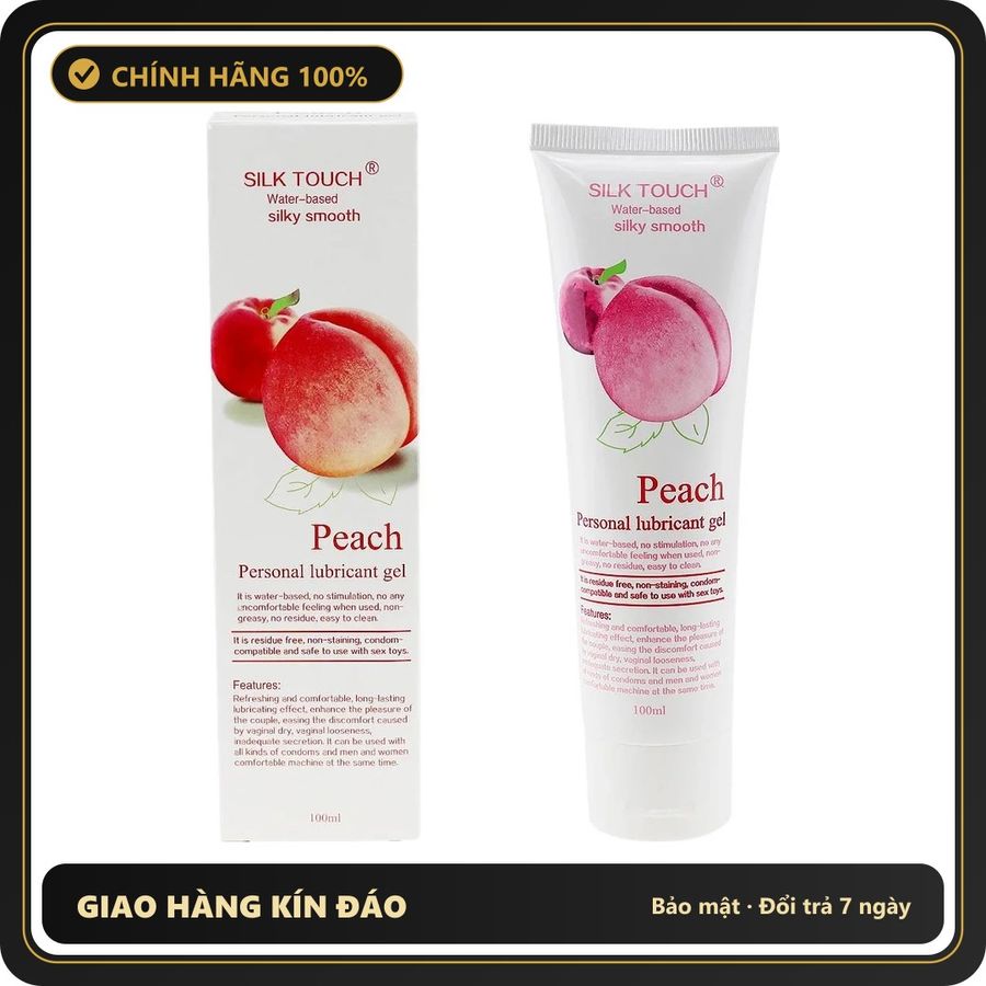 (Che Tên) Gell Bôi Trơn Silk Touch Hương Đào 100ml Hộp Trắng Kín