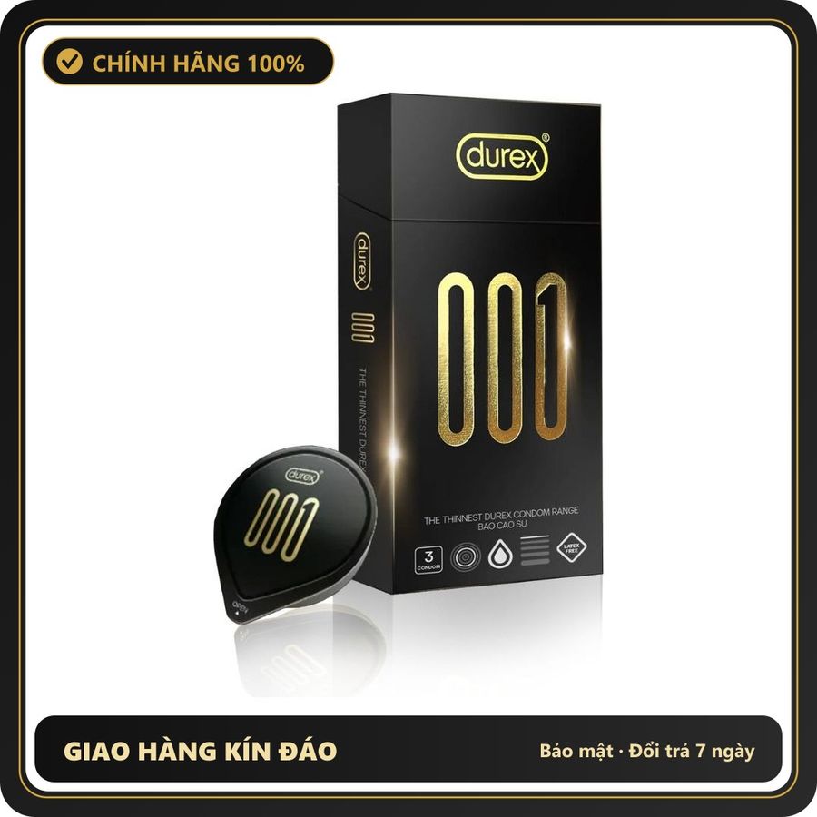 (Che Tên) Bao Cao Su Durex 0.01mm Siêu Mỏng (Hộp 3 cái) Hộp Trắng Kín