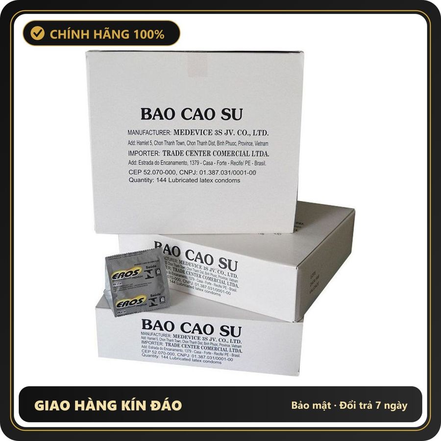 (Che Tên) Bao Cao Su EROS Giá Rẻ Dành Cho Khách Sạn, Nhà Nghỉ - Hộp 144 Cái Giao Nhanh Toàn Quốc
